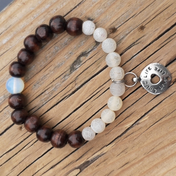 Handmade wooden semi precious stones bracelets - Picture 2 of 5